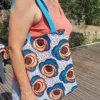 Tote bag réversible wax floral et camouflage militaire recyclé fait main en France sac unique
