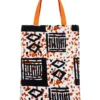 Tote bag réversible wax graphique noir blanc orange et camouflage militaire recyclé fait main en France