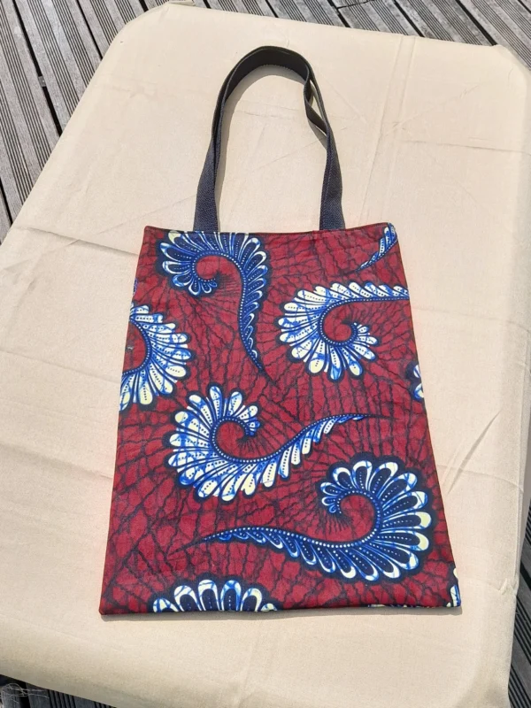 Tote Bag Réversible : L'Audacieux (Wax Volutes & Treillis)