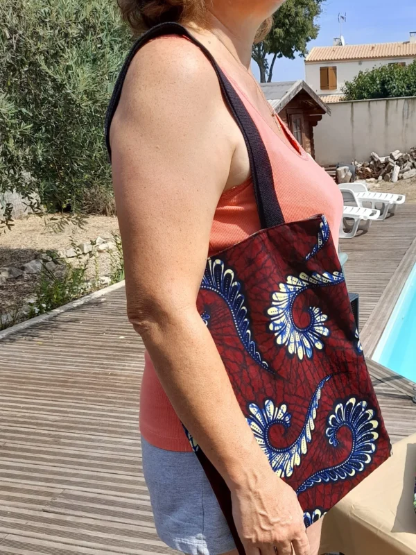 Tote Bag Réversible : L'Audacieux (Wax Volutes & Treillis)
