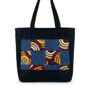 Sac Néo-Denim upcyclé : l'élégance du jeans et du Wax en pièce unique.