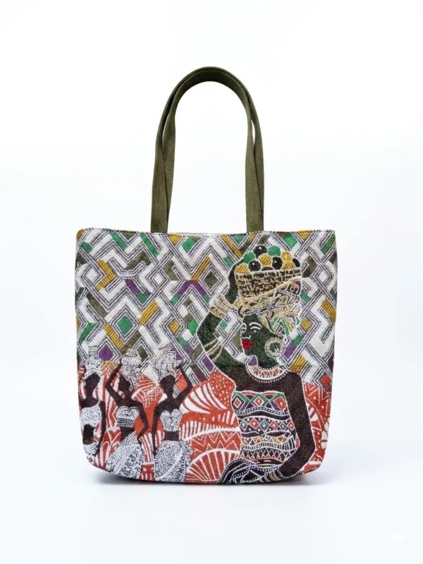 ODYSSEE Sac cabas scène de vie africaine et patchwork