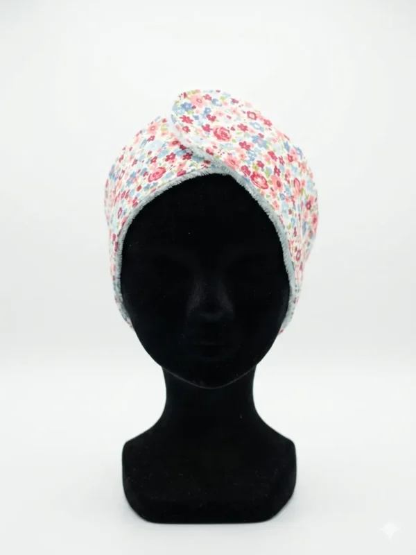 bandeau-soin-bambou-bleue-coton-fleurs-fait-main-France